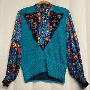 Vintage UMI Collections Anne Crimmins Women’s Sweater Blouse Medium Artsy